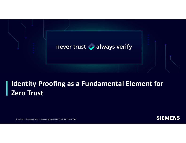 Identity Proofing as a Fundamental Element for Zero Trust